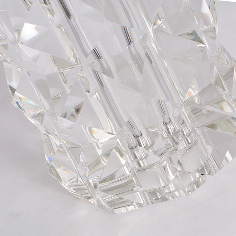 Luxury bright pyramid round crystal glass table lamp
